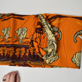 Orange, Yellow + Brown Elephant Wax Print Woven Fabric - 44" x 70"
