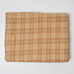 Brown + White Plaid Brushed Flannel Woven Fabric - 46" x 56"