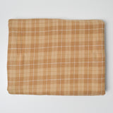 Brown + White Plaid Brushed Flannel Woven Fabric - 46" x 56"