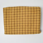 Yellow + Brown Plaid Brushed Flannel Woven Fabric - 46" x 55"
