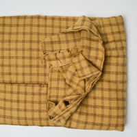 Yellow + Brown Plaid Brushed Flannel Woven Fabric - 46" x 55"