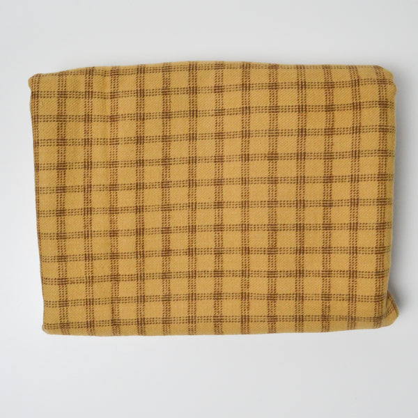 Yellow + Brown Plaid Brushed Flannel Woven Fabric - 46" x 55"