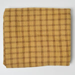 Yellow + Brown Plaid Brushed Flannel Woven Fabric - 36" x 46"