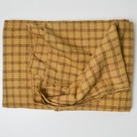 Yellow + Brown Plaid Brushed Flannel Woven Fabric - 36" x 46"
