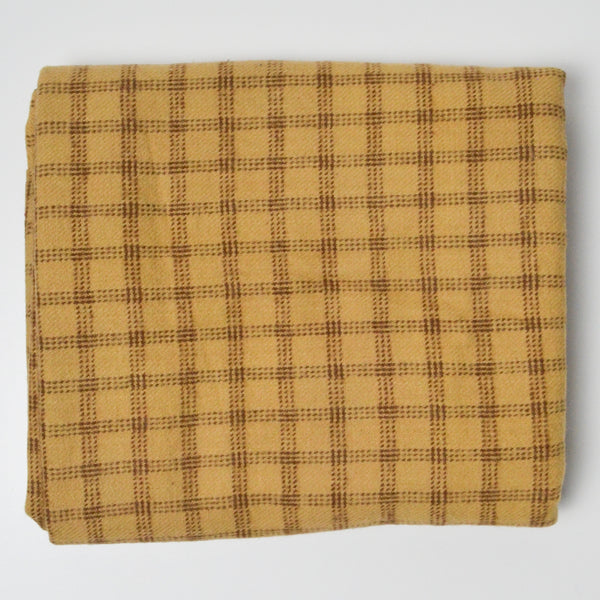 Yellow + Brown Plaid Brushed Flannel Woven Fabric - 36" x 46"