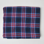 Blue + Red Plaid Flannel Woven Fabric - 43" x 82"