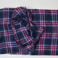 Blue + Red Plaid Flannel Woven Fabric - 43" x 82"