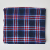 Blue + Red Plaid Flannel Woven Fabric - 43" x 82"