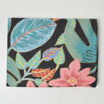 Black + Colorful Large Tropical Print Stain Resistant-Coated Woven Fabric - 38" x 60"