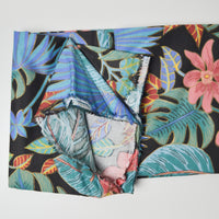 Black + Colorful Large Tropical Print Stain Resistant-Coated Woven Fabric - 38" x 60"