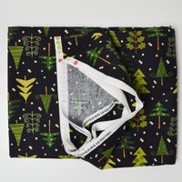 Black + Green Christmas Tree Print Quilting Weight Woven Fabric - 44" x 80"