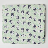 Pastel Green + Panda Print Quilting Weight Woven Fabric - 43" x 78"