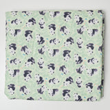 Pastel Green + Panda Print Quilting Weight Woven Fabric - 43" x 78"