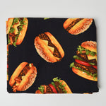 Black + Hamburger Print Quilting Weight Woven Fabric - 42" x 76"