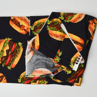 Black + Hamburger Print Quilting Weight Woven Fabric - 42" x 76"