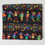 Black + Colorful Geometric People Print Quilting Weight Woven Fabric - 44" x 116"
