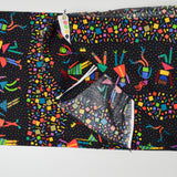 Black + Colorful Geometric People Print Quilting Weight Woven Fabric - 44" x 116"