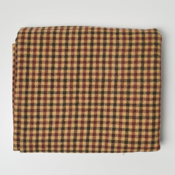 Brown + Olive Green Plaid Double-Sided Flannel Woven Fabric - 36" x 46"