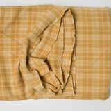 Golden Brown + White Plaid Double-Sided Flannel Woven Fabric - 46" x 70"