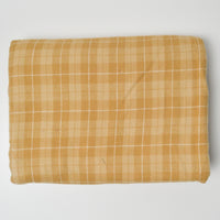 Golden Brown + White Plaid Double-Sided Flannel Woven Fabric - 46" x 70"