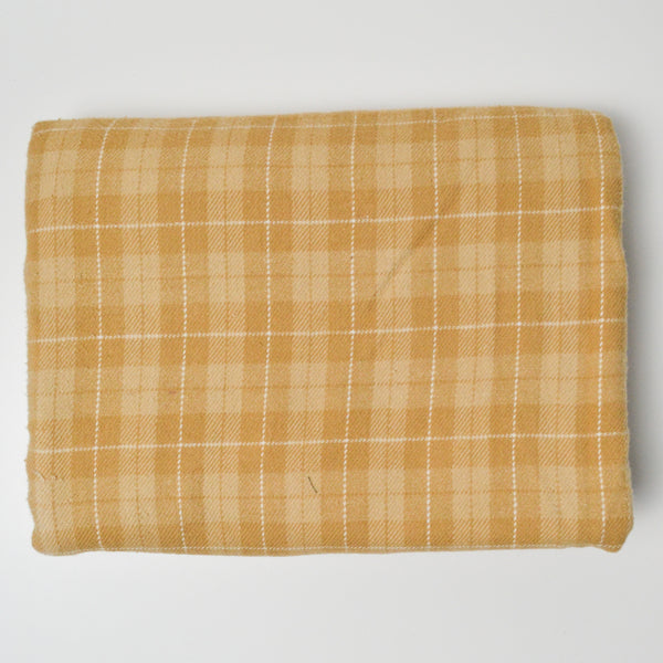 Golden Brown + White Plaid Double-Sided Flannel Woven Fabric - 46" x 70"