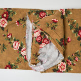 Brown, Red + Green Rose Print Brushed Flannel Woven Fabric - 42" x 120"