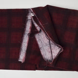 Maroon + Red Plaid Print Brushed Flannel Woven Fabric - 44" x 72"