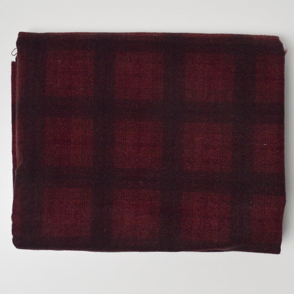 Maroon + Red Plaid Print Brushed Flannel Woven Fabric - 44" x 72"