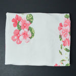 White + Pink Floral Print Vintage Tablecloth - 42" x 51"