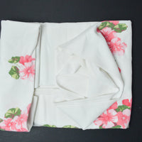 White + Pink Floral Print Vintage Tablecloth - 42" x 51"