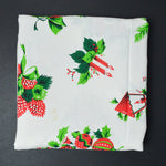 White, Green + Red Christmas Print Woven Fabric - 60" x 78"