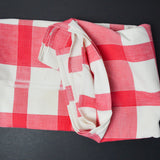 Red + White Plaid Crepe Woven Tablecloth - 50" x 50"