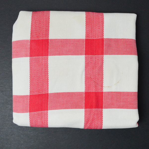 Red + White Plaid Crepe Woven Tablecloth - 50" x 50"