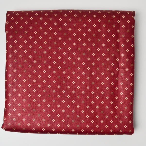 Maroon + Beige Geometric Print Woven Drapery Fabric - 56" x 116"