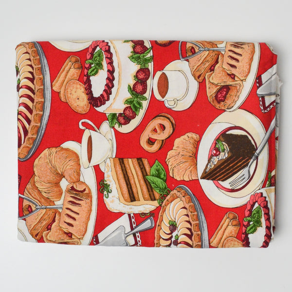 Red Dessert Print Quilting Weight Woven Fabric - 43" x 74"