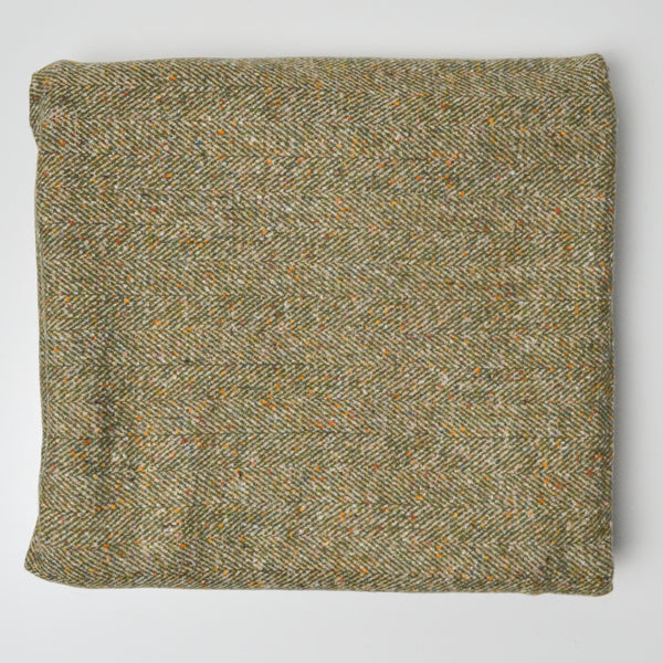 Olive Green Herringbone Tweed Woven Fabric - 60" x 60"