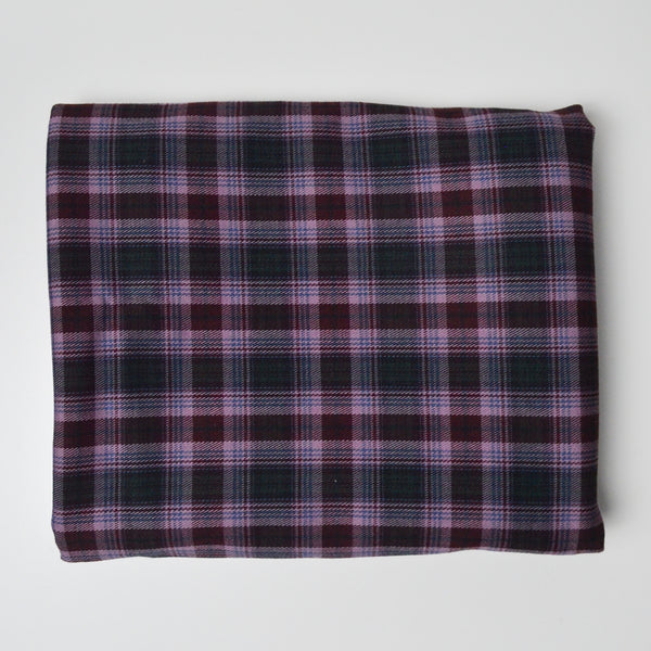 Purple + Black Plaid Soft Twill Woven Fabric - 56" x 89"