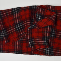 Red, Black + White Plaid Woolly Crepe Woven Fabric - 26" x 40"