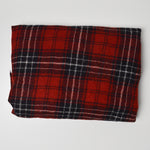 Red, Black + White Plaid Woolly Crepe Woven Fabric - 35" x 40"
