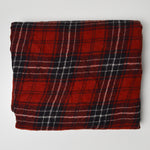 Red, Black + White Plaid Woolly Crepe Woven Fabric - 45" x 55"