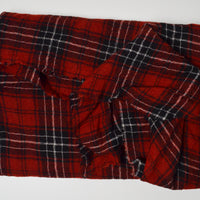 Red, Black + White Plaid Woolly Crepe Woven Fabric - 45" x 55"