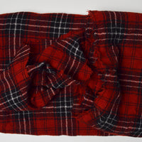 Red, Black + White Plaid Woolly Crepe Woven Fabric - 48" x 56"
