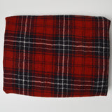 Red, Black + White Plaid Woolly Crepe Woven Fabric - 48" x 56"
