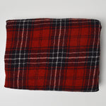 Red, Black + White Plaid Woolly Crepe Woven Fabric - 29" x 55"