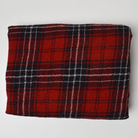 Red, Black + White Plaid Woolly Crepe Woven Fabric - 29" x 55"