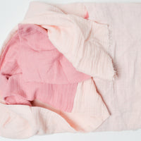 Light + Dark Pink Double Gauze Woven Fabric with Seam - 60" x 68"