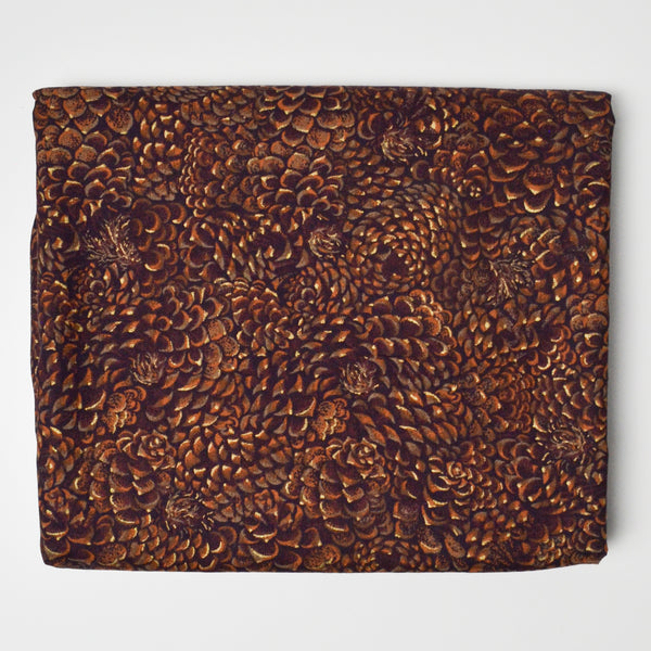 Brown Pinecone Print Quilting Weight Woven Fabric - 44" x 102"