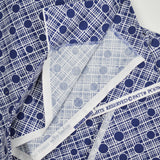 Navy + White Geometric Polka Dot Print Quilting Weight Woven Fabric - 42" x 90"