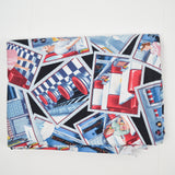 Retro Diner Illustration Print Quilting Weight Woven Fabric - 42" x 80"