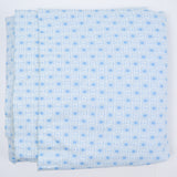 Light Blue + White Geometric Grid Synthetic Knit Fabric - 62" x 114"